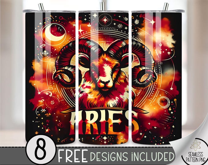 Tie Dye Zodiac Tumbler Wrap, Aries 20 Oz Skinny Tumbler Sublimation Design Astrology Sign, Zodiac Signs Tumbler PNG, Astrology Tumbler