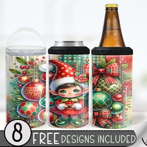 Christmas Elf 4in1 Can Cooler Wrap, Winter Sublimation Design, Xmas 16 Oz Slim, Cute Christmas 4 in 1 Tumbler PNG, Elf 16 Oz Can Cooler Wrap