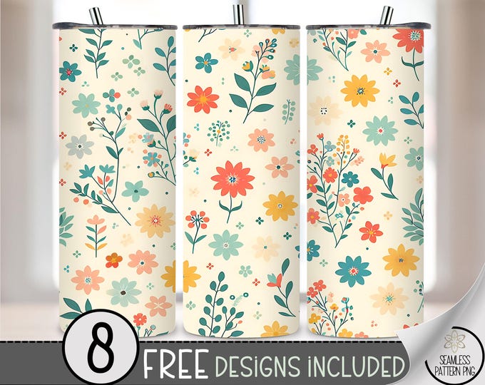 Wildflower Tumbler Wrap, Cute Floral 20oz Skinny Tumbler Wrap, Sweet Flower Sublimation Design, Pretty Wildflower Seamless 20 oz PNG, A227