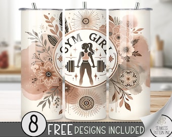 Fitness Tumbler Wrap Design, Gym Girl PNG File, Digital Gym Life Fitness Fashion Girl 20Oz Tumbler Wrap,20Oz Gym Motivational Tumbler Wrap