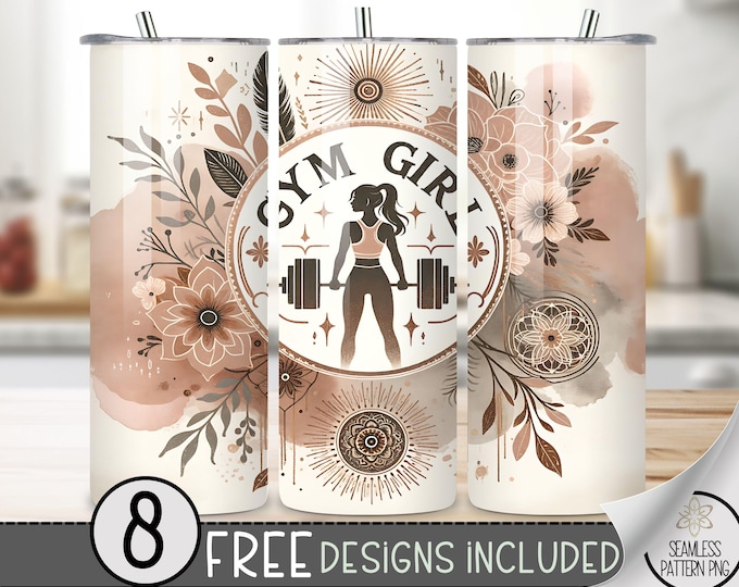 Fitness Tumbler Wrap Design, Gym Girl PNG File, Digital Gym Life Fitness Fashion Girl 20Oz Tumbler Wrap,20Oz Gym Motivational Tumbler Wrap