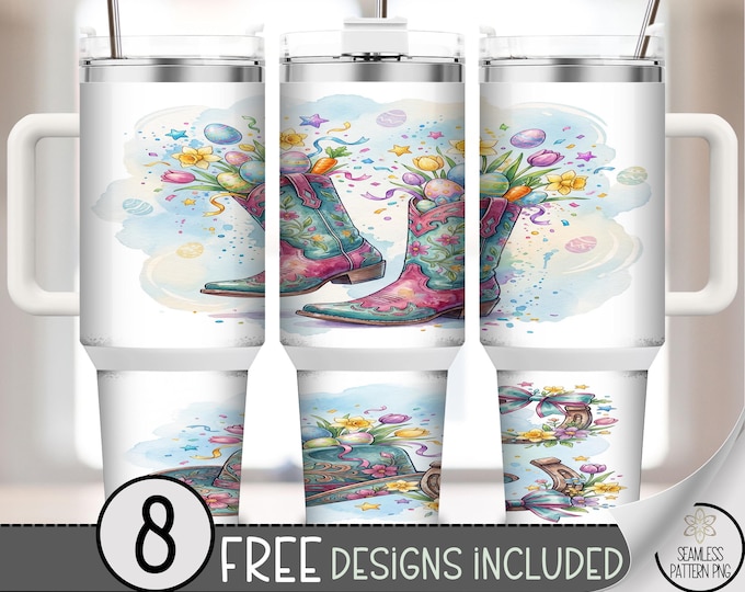 Cowgirl Boots 40 Oz Tumbler Wrap, Floral Design, Western Rustic, Digital Download, B898