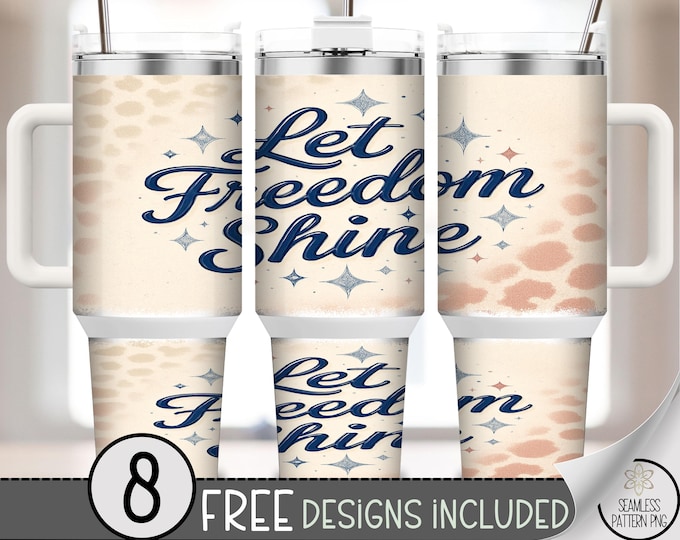 Let Freedom Shine 40 oz Tumbler Wrap, Patriotic Sublimation Design, 4Th Of July PNG Files, Leopard 40oz Tumbler Design B10119