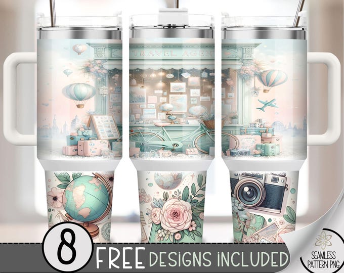 Travel Agent 40oz Tumbler Wrap, Adventure Traveler Sublimation File, Travel Wanderlust 40oz PNG, 40 oz Travel Agent Tumbler Design PNG A228