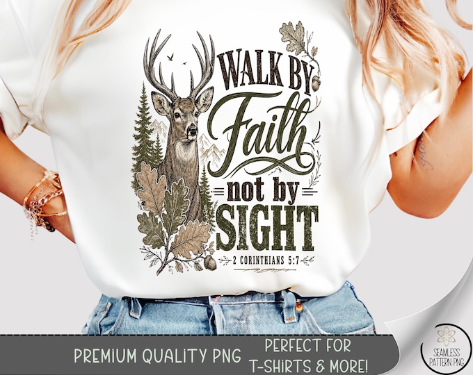 Buck Deer Faith T-Shirt PNG, Rustic Christian Sublimation Design, Digital Download, B10332