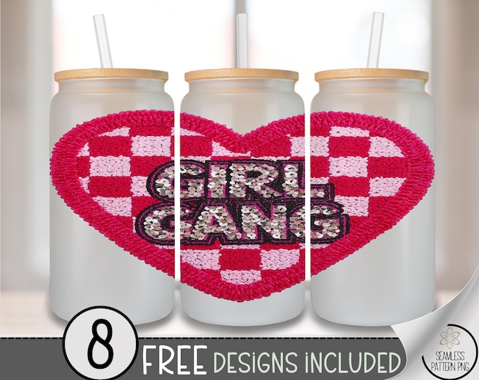 Pink Girl Gang Glass Can Wrap PNG, Bestie Inspired Design, Sublimation Digital Download, Fancy Women, A789