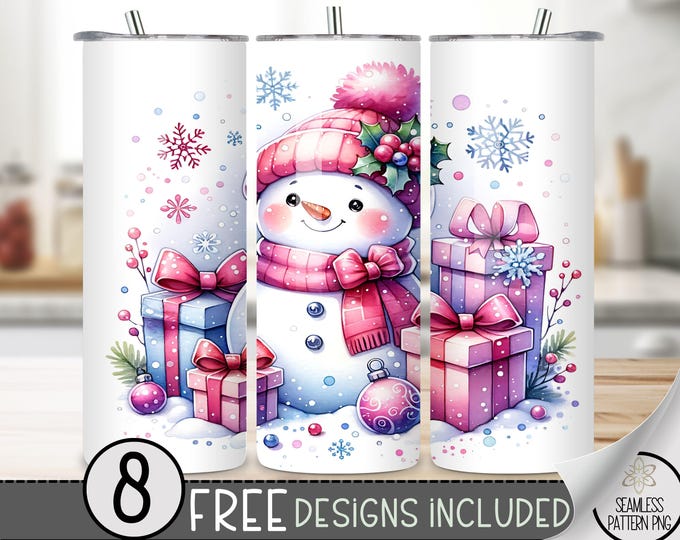Snowman Tumbler Wrap, Xmas 20 Oz Skinny Tumbler Sublimation Design, Winter Png Tumbler Wrap,Merry Christmas File,Cute Christmas Tumbler PNG