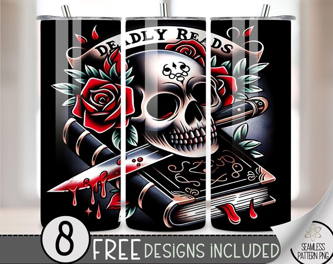 Gothic Romance Book Design Morally Grey Tumbler Wrap, Skull Rose 20oz Skinny Tumbler Sublimation Design, Deadly Reads Book Tumbler Wrap