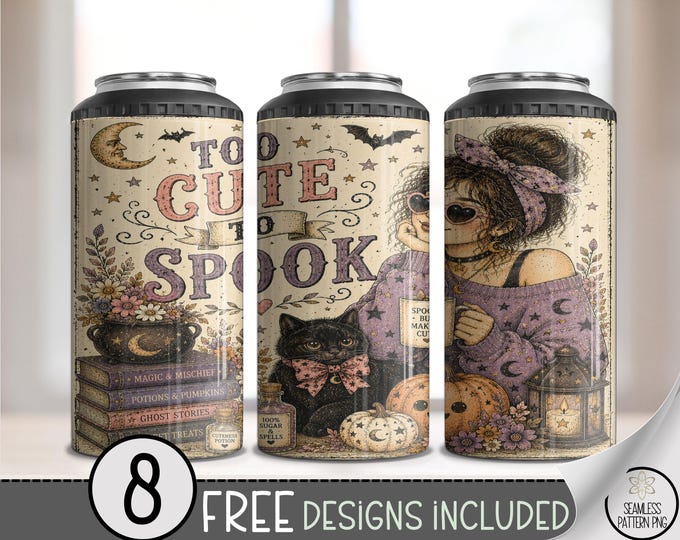 Halloween 4-in-1 Can Cooler Wrap, Witch Sublimation Design , Digital Download, B10435