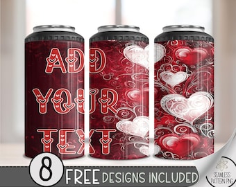 Add Your Text 4 in 1 Can Cooler Wrap, Customize Name 4in1 Tumbler PNG,Valentine Day 16 Oz Can Cooler Sublimation Design,Personalize Vday PNG