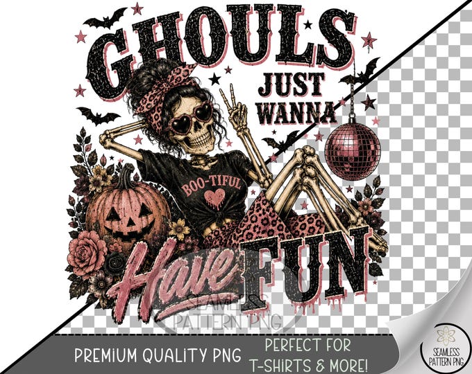Halloween Sublimation Design, Skeleton Girl UV DTF Graphic, Spooky Clip Art, Digital Download, B10349