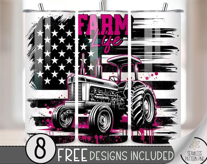 Tractor Ranch Tumbler Wrap Design Farm Life 20 oz Skinny Tumbler Sublimation American Flag Farm PNG Instant Digital,Farm Tractor Tumbler A34