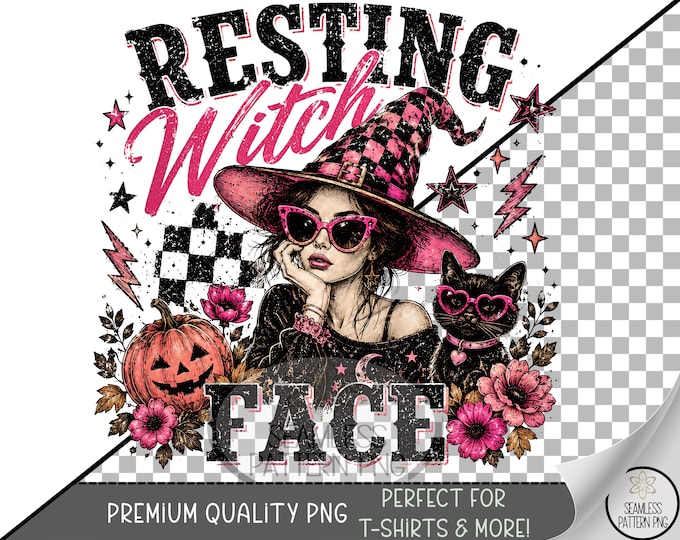 Halloween Sublimation Design, Resting Witch Face UV DTF Graphic, Spooky Clip Art, Digital Download, B10335