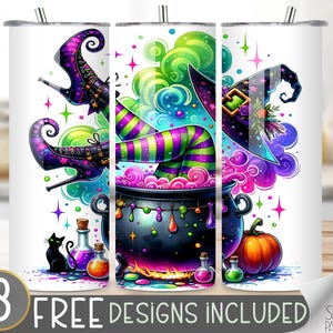 Witch Tumbler Wrap Png, Halloween Sublimation Design, 20Oz Tumbler Wrap, Magical Tumbler Art, Witch 20Oz Skinny Tumbler Digital Download