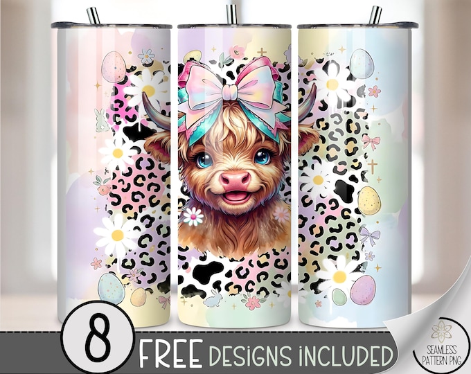 Coquette Cow PNG, Cute Baby Cow Sublimation Design, 20 oz Tumbler Wrap, Digital Download, B10011