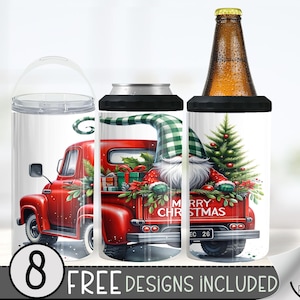 Christmas Gnome 4in1 Can Cooler Wrap,Winter Sublimation Design,Xmas 16 Oz Slim,Merry Christmas 4 in 1 Tumbler Png,Christmas 16 Oz Can Cooler