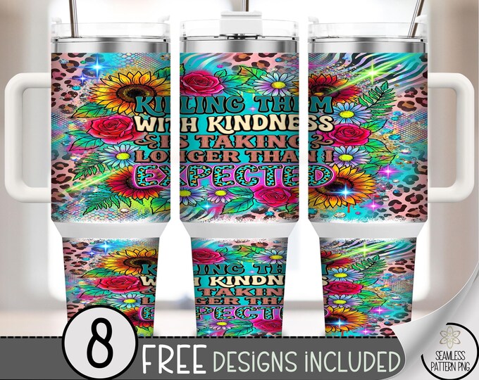 Sassy Quote 40 oz Tumbler Wrap, Playful Sublimation Design, Boho PNG Files, Floral & Animal 40oz Tumbler Design, B10126