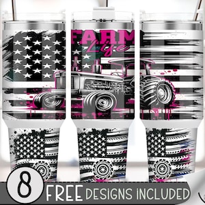 Tractor Ranch 40oz Tumbler Wrap, Farm Life Tumbler Sublimation Design, American Flag Farm 40oz Quencher Tumbler Wrap PNG, Tractor Wrap A34
