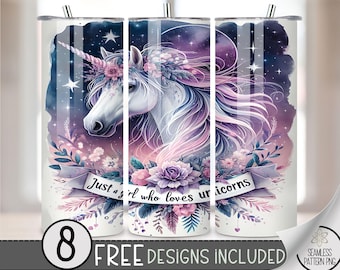 Unicorn Tumbler Wrap, Sparkly Pretty Unicorn 20Oz Tumbler Wrap, Horse 20Oz Skinny Sublimation Tumbler Design Instant Digital Download