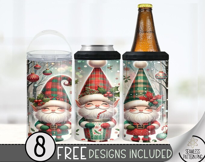 Christmas Elf 4in1 Can Cooler Wrap, Winter Sublimation Design, Xmas 16 Oz Slim, Cute Christmas 4 in 1 Tumbler PNG, Elf 16 Oz Can Cooler Wrap