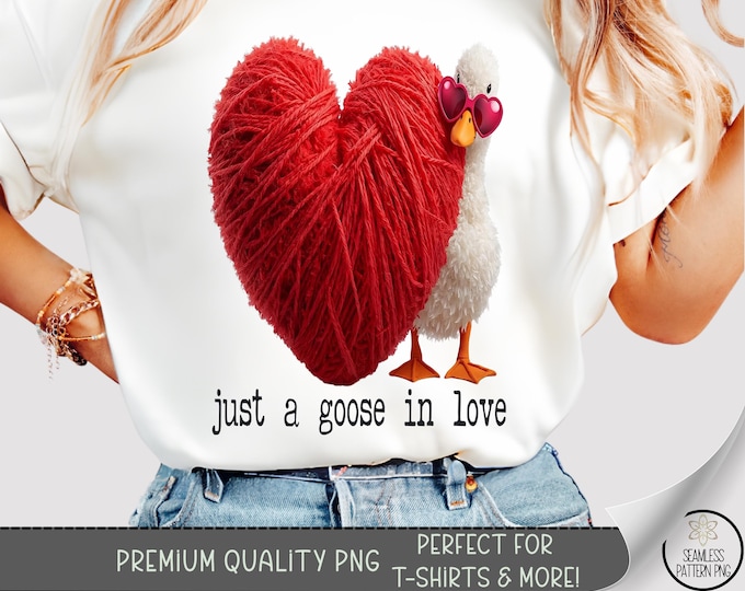 Lovely Goose T-Shirt PNG, Silly Valentine, Cute Duck Sublimation Download, Funny Love Design, A693