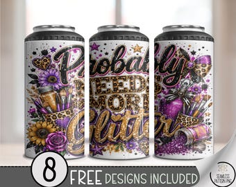 Glitter Quote 4-in-1 Can Cooler Wrap, Glam Sublimation Design, Festive 16 oz 4-in-1 File, Digital Download, B10288