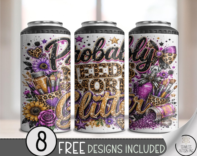 Glitter Quote 4-in-1 Can Cooler Wrap, Glam Sublimation Design, Festive 16 oz 4-in-1 File, Digital Download, B10288