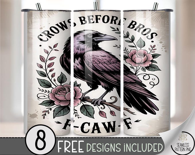 Funny Gothic 20 oz Tumbler Wrap, F-Caw-F Png Design For Straight Tumblers, Vintage Tattoo-Inspired, B947