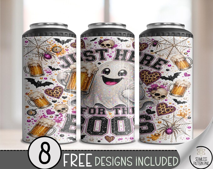 Halloween Ghost 4-in-1 Can Cooler Wrap, Boo Party Sublimation Design, Festive 16 oz File, Digital Download, B10281