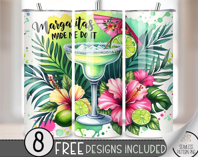 Margaritas 20 oz Straight Tumbler Wrap Sublimation PNG, Funny Adult Skinny Tumbler Design Files, Margs Tumbler PNG For Summer Parties, A106