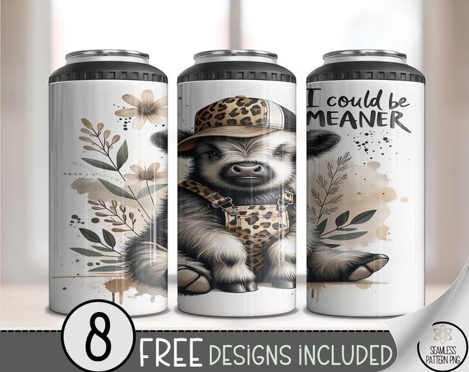 Whimsical 4in1 Can Cooler Wrap, Sarcastic Sublimation Design I Could Be Meaner PNG, Funny Humor Can Cooler Wrap, Instant Download, A481