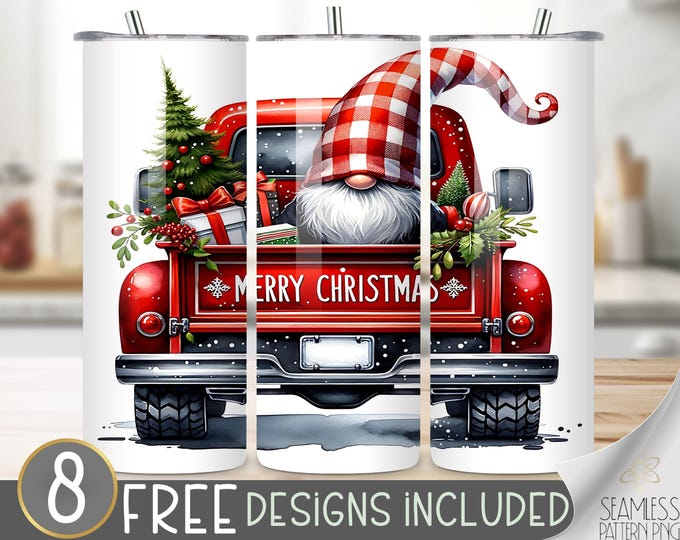 Christmas Gnome Tumbler Wrap, Winter Sublimation Design, Xmas 20 Oz Skinny, Merry Christmas Tumbler Wrap Png, Christmas Tumbler PNG
