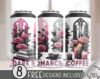Sarcastic 4 in 1 Can Cooler Wrap, Sassy Book 4in1 Tumbler PNG, Gothic Rose 16 Oz Can Cooler Sublimation Design, Coffee Hard Can Design, A126