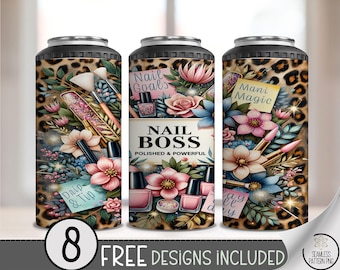 Nail Boss 4in1 Can Cooler Wrap, Nail Tech Floral 4 in 1 Tumbler PNG, Nail Artist 16 Oz Can Cooler Sublimation Design, Empowering Quotes A245