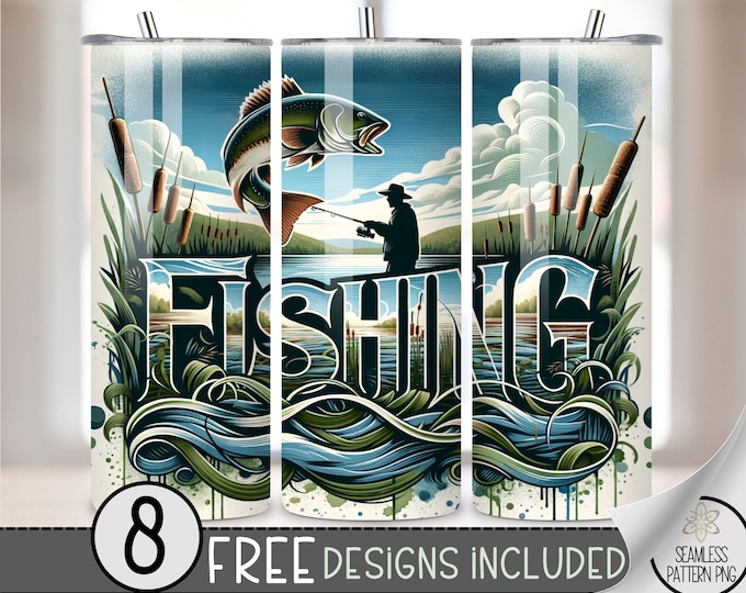 Fishing Tumbler Wrap, Fisherman 20oz Skinny Tumbler Sublimation Design, Bass Fishing Is My Therapy Tumbler Wrap File, Funny Fisherman PNG