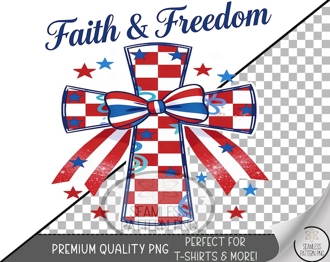 Fourth of July Sublimation Design, Cross UV DTF Graphic, Patriotic Clip Art, Digital Download, B10163