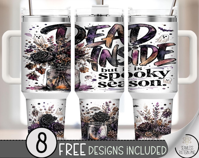 Dead Inside 40 oz Tumbler Wrap, Halloween Sublimation Design, Gothic PNG Files, Spooky 40oz Tumbler Design, Digital Download, B10262
