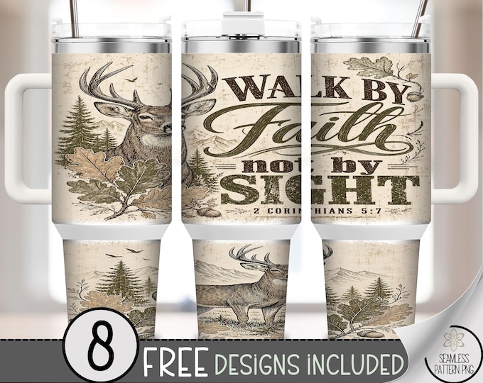 Deer Faith 40 oz Tumbler Wrap, Scripture Sublimation Design, Digital Download, B10332