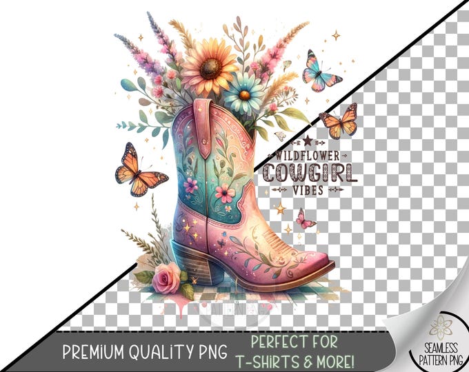 Floral Cowboy Boot Sublimation Design, Cowgirl Shoes png, Howdy Hos png, Western Mom png, Rodeo Clipart png, Horse Lover Shirt png, B600