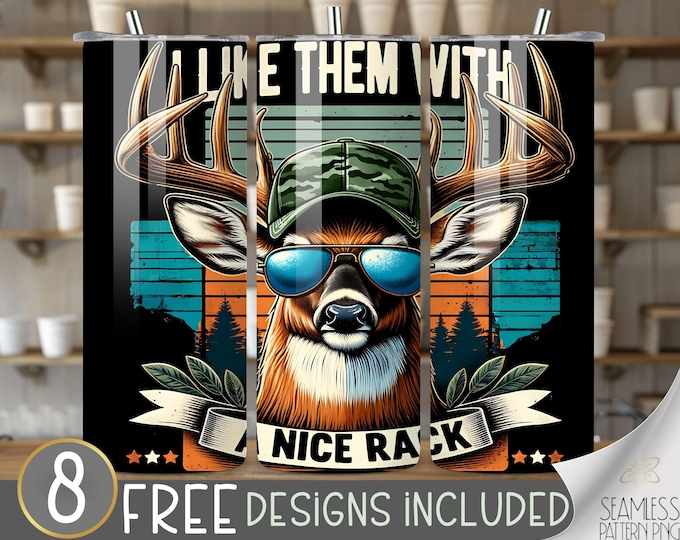 Funny Deer Tumbler Wrap, Nice Rack 20 oz Tumbler Sublimation Designs, Camouflage Deer Tumbler File, Camo Tumbler Design, Buck Tumbler