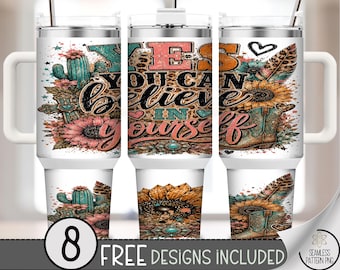 Motivational 40 oz Tumbler Wrap, Western Boho Sublimation Design, Digital Download, B10511