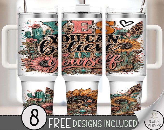 Motivational 40 oz Tumbler Wrap, Western Boho Sublimation Design, Digital Download, B10511