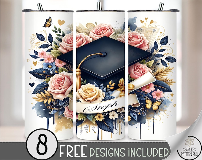 Senior 20 oz Tumbler Wrap, Class of 2025 20oz Skinny Tumbler Sublimation Design, Unique Sublimation Design for Seniors, Graduation, A196