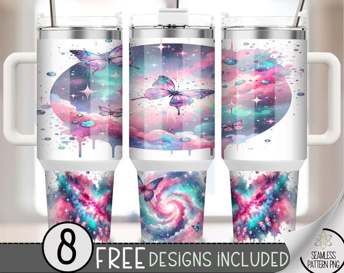 Butterfly 40oz Tumbler Wrap,Celestial Tumbler Sublimation Design,Boho Starry Galaxy 40oz Quencher Tumbler Wrap PNG,Stars & Sky Quencher, A26