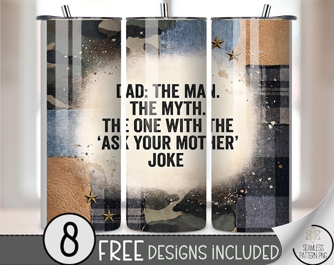 Dad Joke 20 oz Tumbler Wrap, Rustic Sublimation Design for Straight Tumblers, Vintage PNG Files, Digital Download, B10261