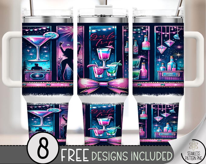 Neon Girls Trip 40 oz Tumbler Wrap, Party Vibes 40oz Sublimation, Nightlife Theme, Digital Download for Tumblers A616