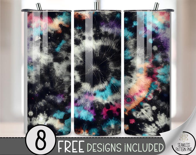 Black Tie-Dye 20 oz PNG, Digital Download, Abstract Color Design Sublimation for 20oz, A591