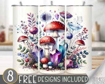 Boho Crystal Tumbler Wrap, Crystal Lover 20Oz Skinny Tumbler File, Neutral Sublimation Design Tumbler PNG, Witchy Tumbler Wrap File, Digital