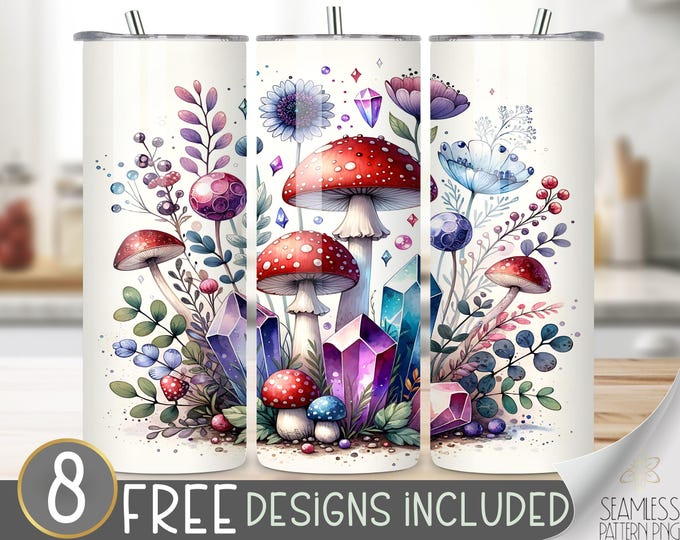 Boho Crystal Tumbler Wrap, Crystal Lover 20Oz Skinny Tumbler File, Neutral Sublimation Design Tumbler PNG, Witchy Tumbler Wrap File, Digital