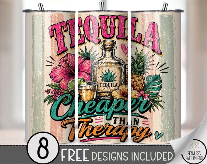 Tequila 20 oz Tumbler Wrap, Humorous Sublimation Design for Straight Tumblers, Retro PNG File, B10202